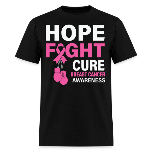 Hope Fight Cure Breast Cancer Awareness T-Shirt - black