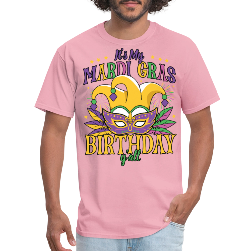 Funny Mardi Gras Birthday Party Outfit Mardi Gras Birthday Y'all T-shirt - pink