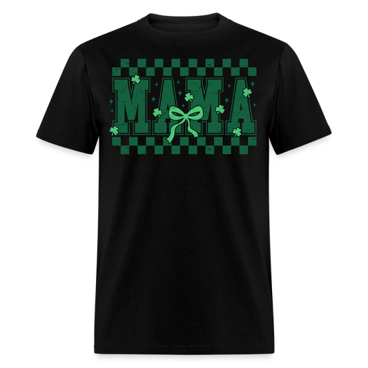 Distressed Lucky Mama Clover St. Patrick's Day Gift Tee - black