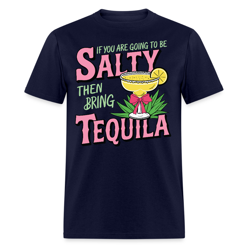 Salty And Tequila Lover Drinking T-shirt - navy