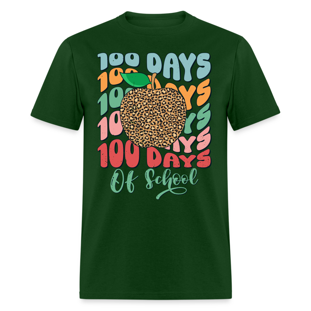 Leopard print 100 Days Of School Teacher Appreciation Gifts T-shirt - forest green