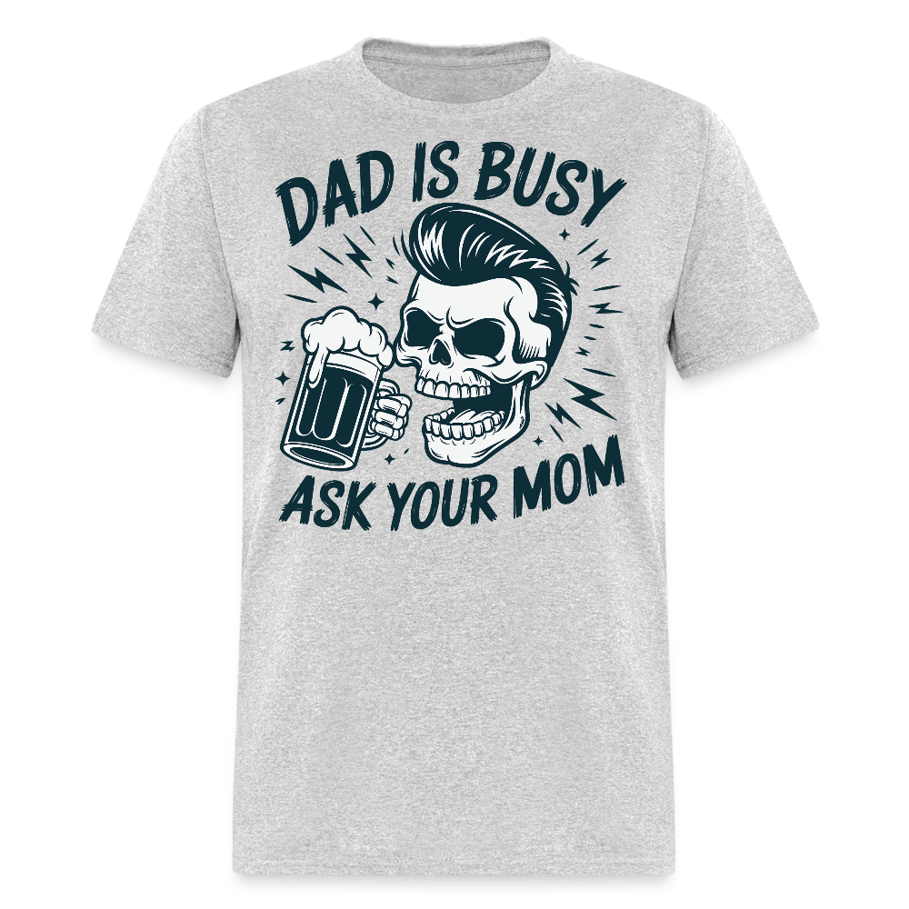 Vintage Beer Drinking Dad Humorous Skull T-shirt - heather gray