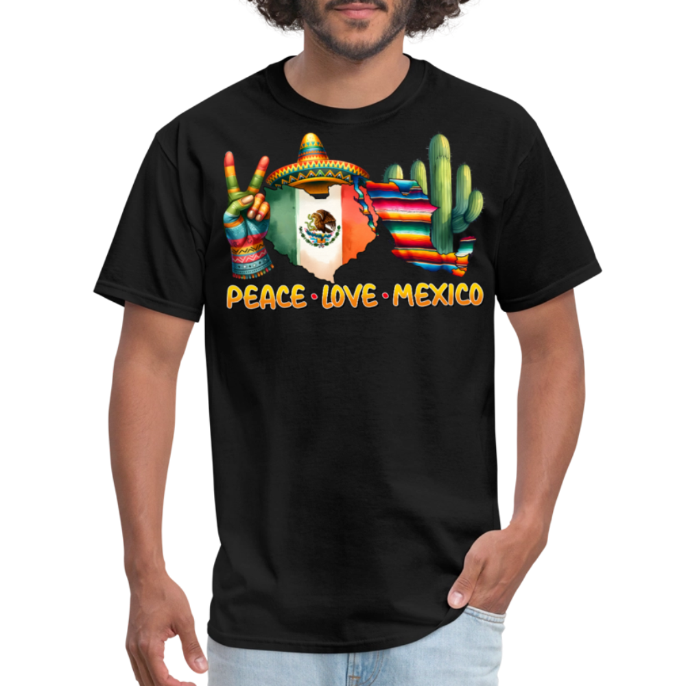 Peace Love Mexico Cultural Tee Mexican Pride T-shirt - black