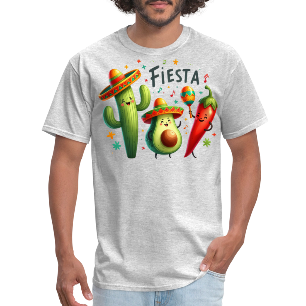 Cinco De Mayo Cartoon Design Tee Cute Avocado And Cactus Fiesta T-shirt - heather gray