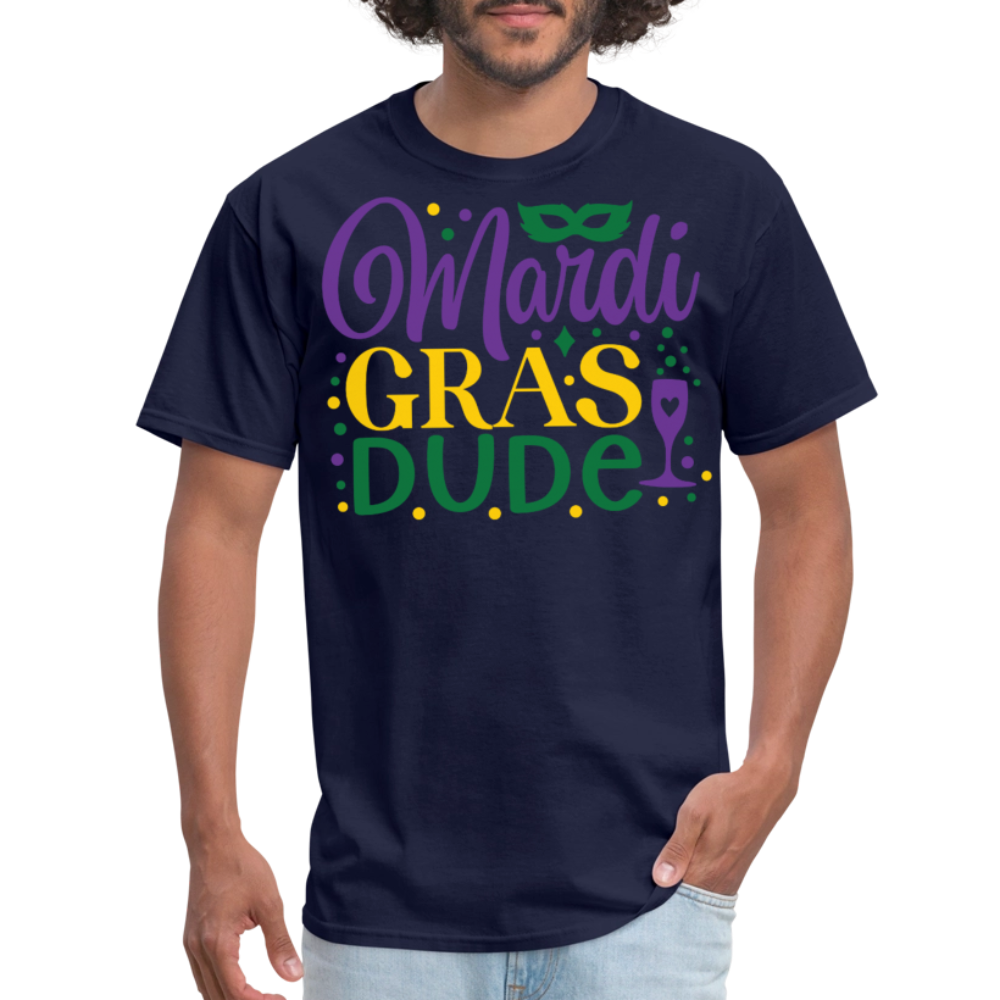 Unique Mardi Gras Dude Graphic T-shirt - navy