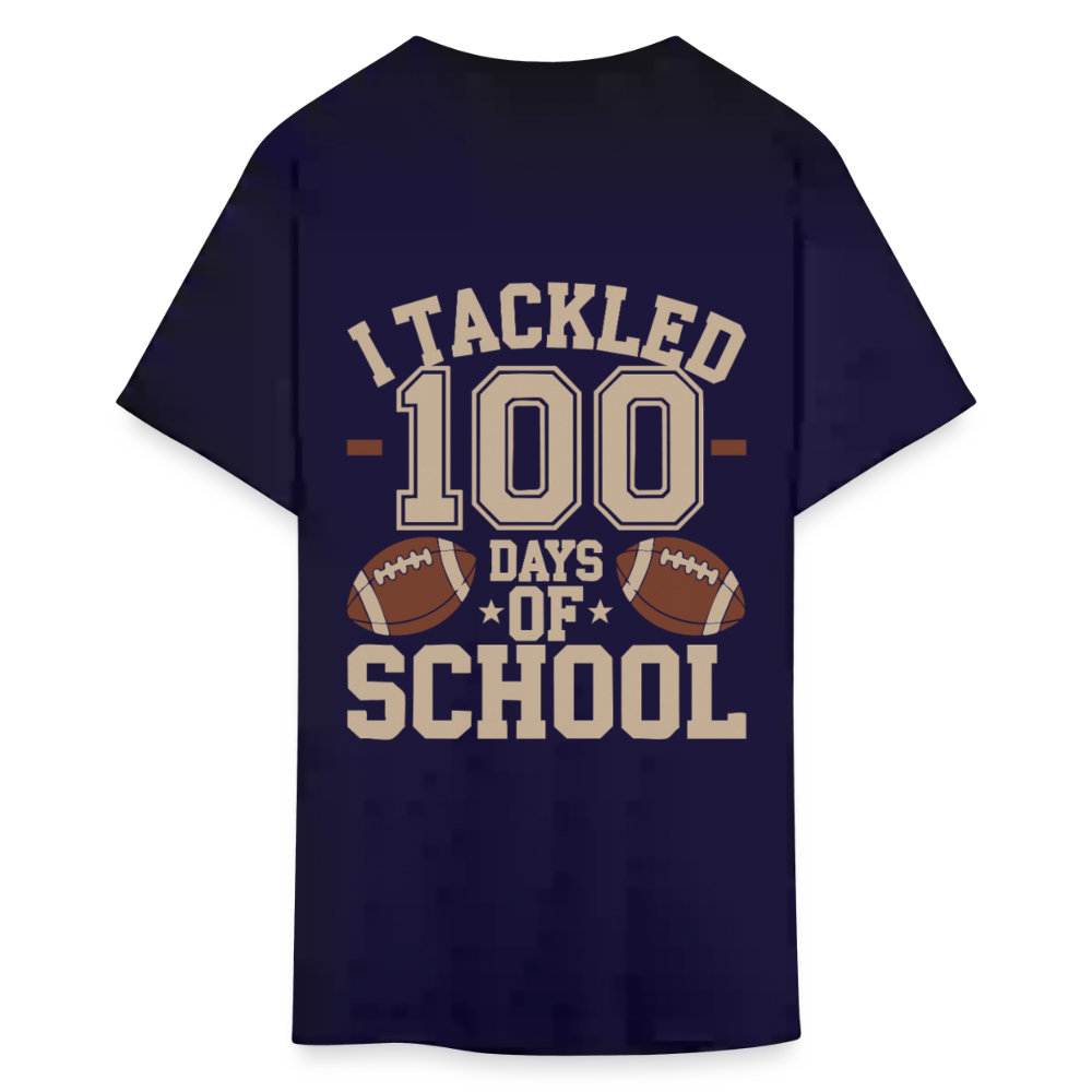 100 Days Of School Tee For Teachers Funny Football Themed School T-shirt - navy