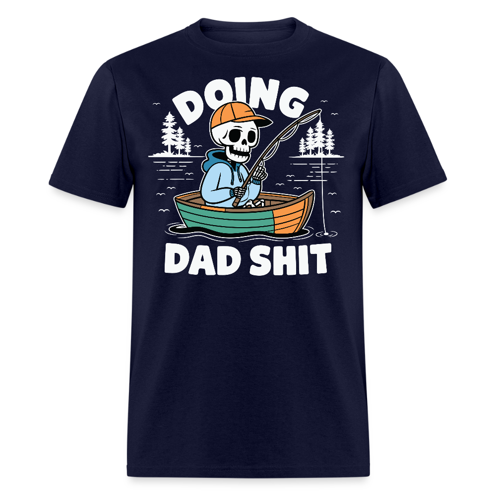 Skeleton Doing Dad Fishing T-shirt - navy