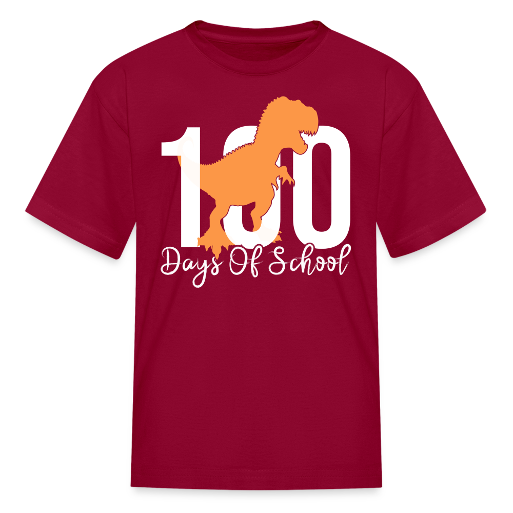 100 Days Of School Dinosaur Shirt Kindergarten Milestone Kids T-shirt - dark red