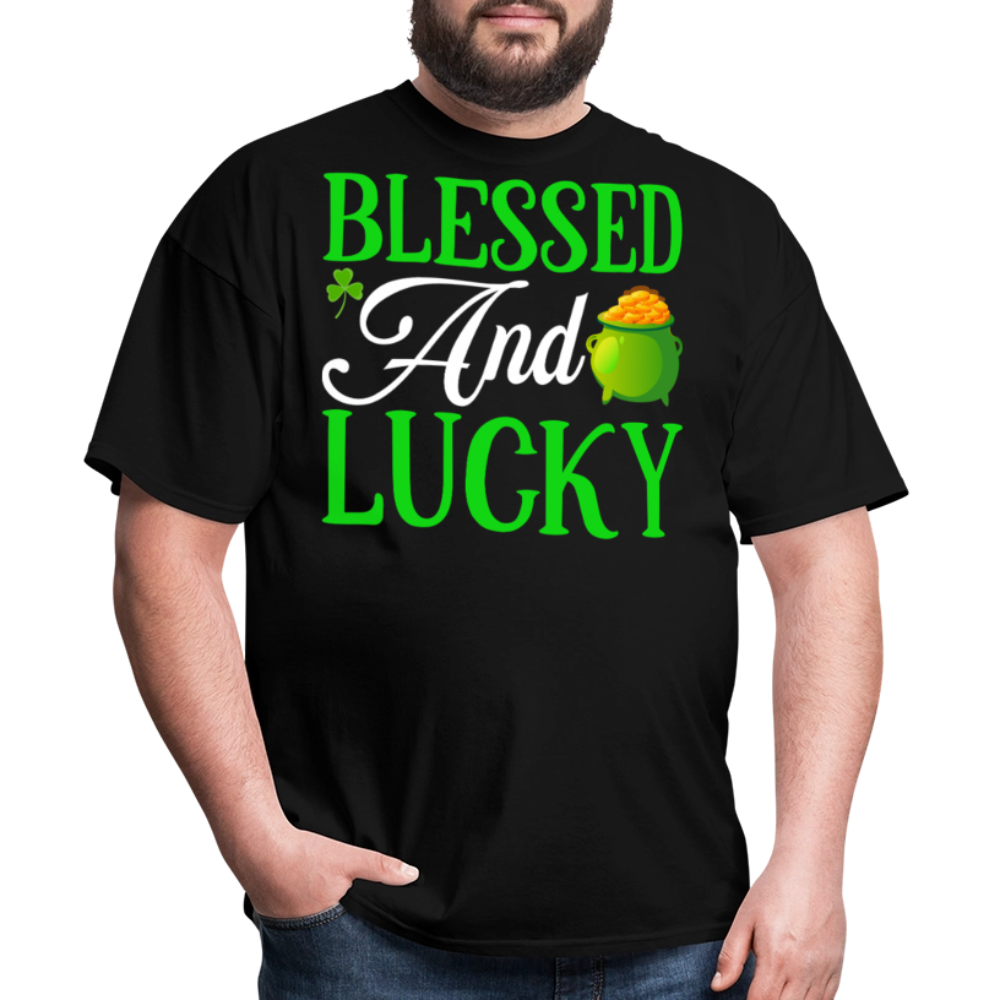 Funny Irish Blessed And Lucky Christian T-shirt - black