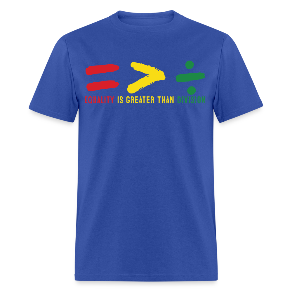 Black History Month Tee Equality Over Division T-Shirt - royal blue