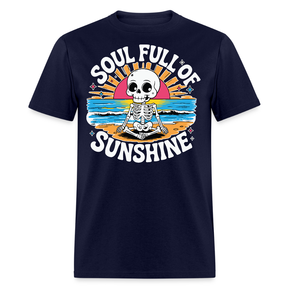 Soul Full Of Sunshine Funny Beach Skeleton T-shirt - navy