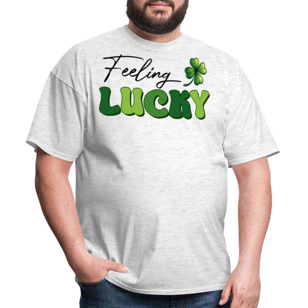 Green Four-leaf Clover Lucky Charm T-shirt - light heather gray