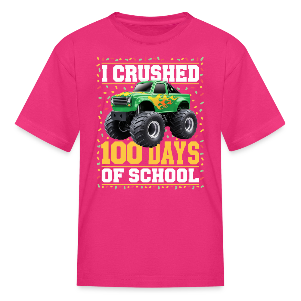 100 Days Of School Monster Truck Tee Kids 100th Day Of School T-shirt - fuchsia