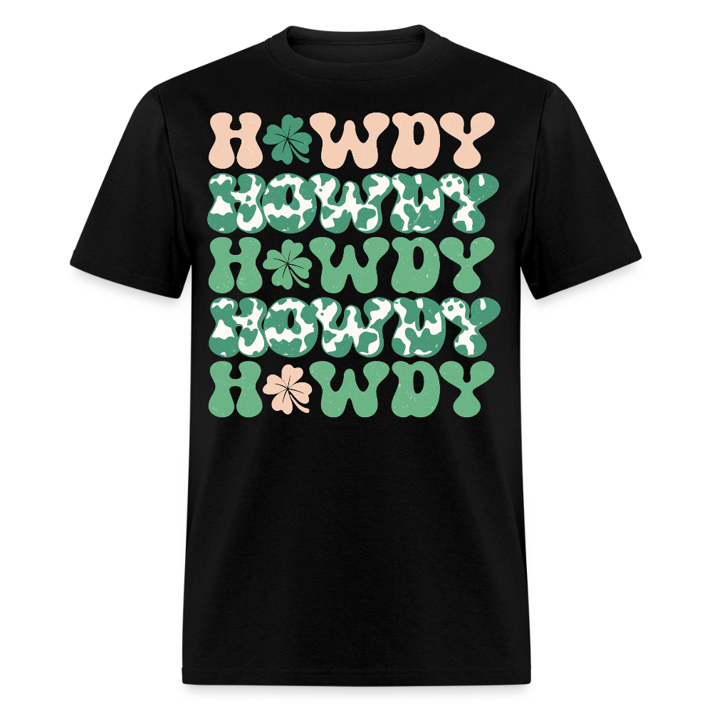 Howdy Western Cowgirl St Patrick's Day T-shirt - black