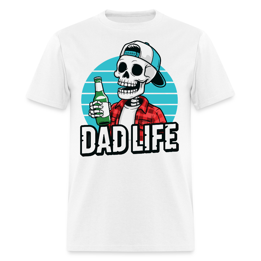 Funny Dad Skeleton Drinking Beer T-shirt - white
