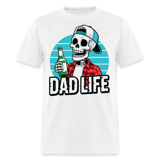 Funny Dad Skeleton Drinking Beer T-shirt - white