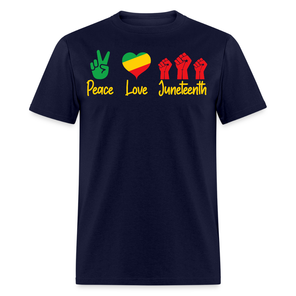 Juneteenth Peace Love Black Empowerment T-shirt - navy