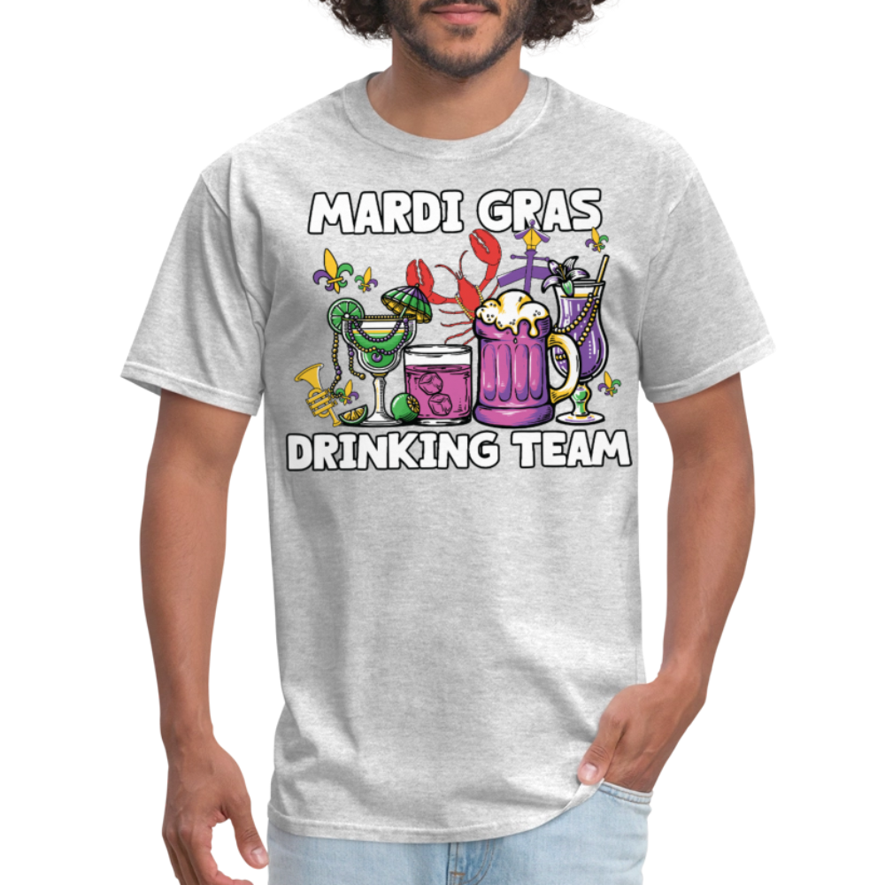 Beer And Cocktail Lover Mardi Gras Tee Mardi Gras Drinking Team T-shirt - heather gray