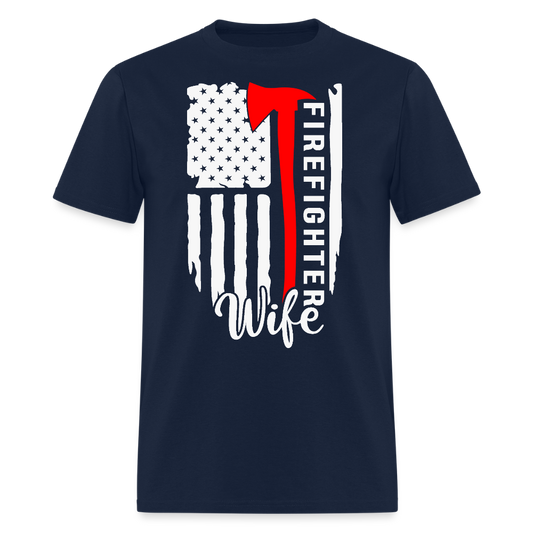 Patriotic Firefighter Wife T-shirt - navy