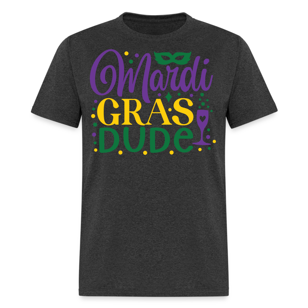 Unique Mardi Gras Dude Graphic T-shirt - heather black