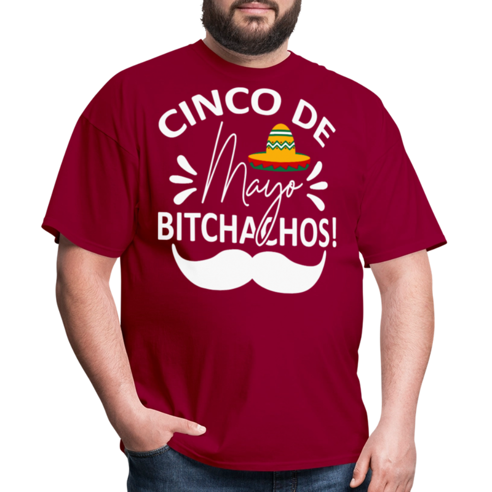 Cinco de Mayo Drinking Shirt with Mustache Funny Fiesta T-shirt - dark red