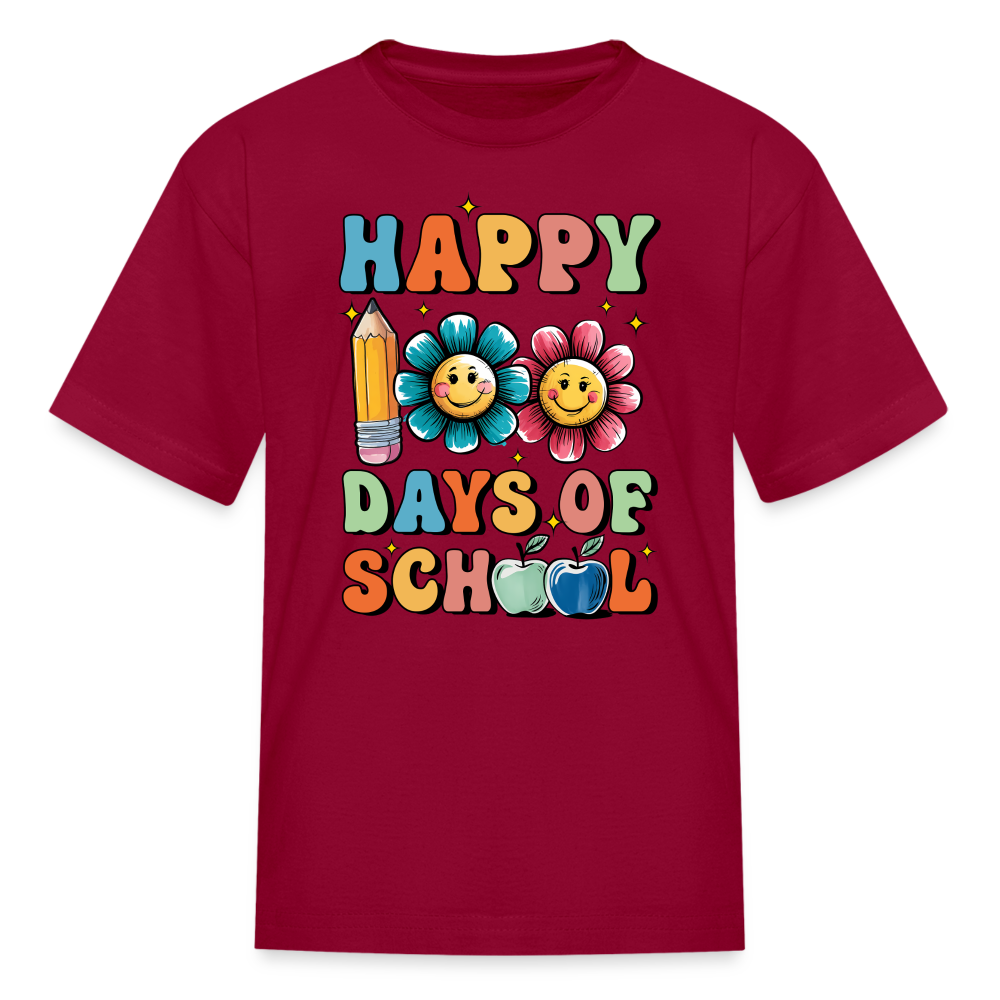 Happy 100 Days Of School Shirt For Kids Back To School Milestone T-shirt - dark red