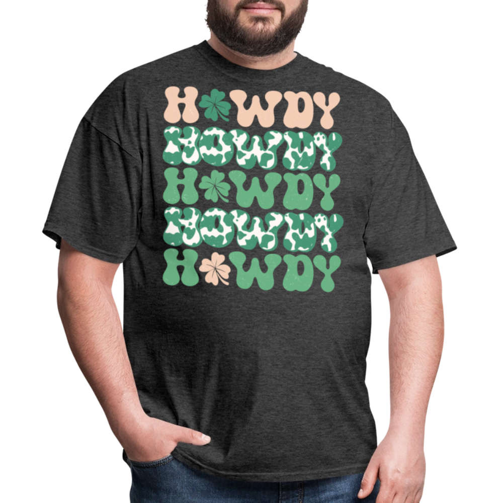 Howdy Western Cowgirl St Patrick's Day T-shirt - heather black