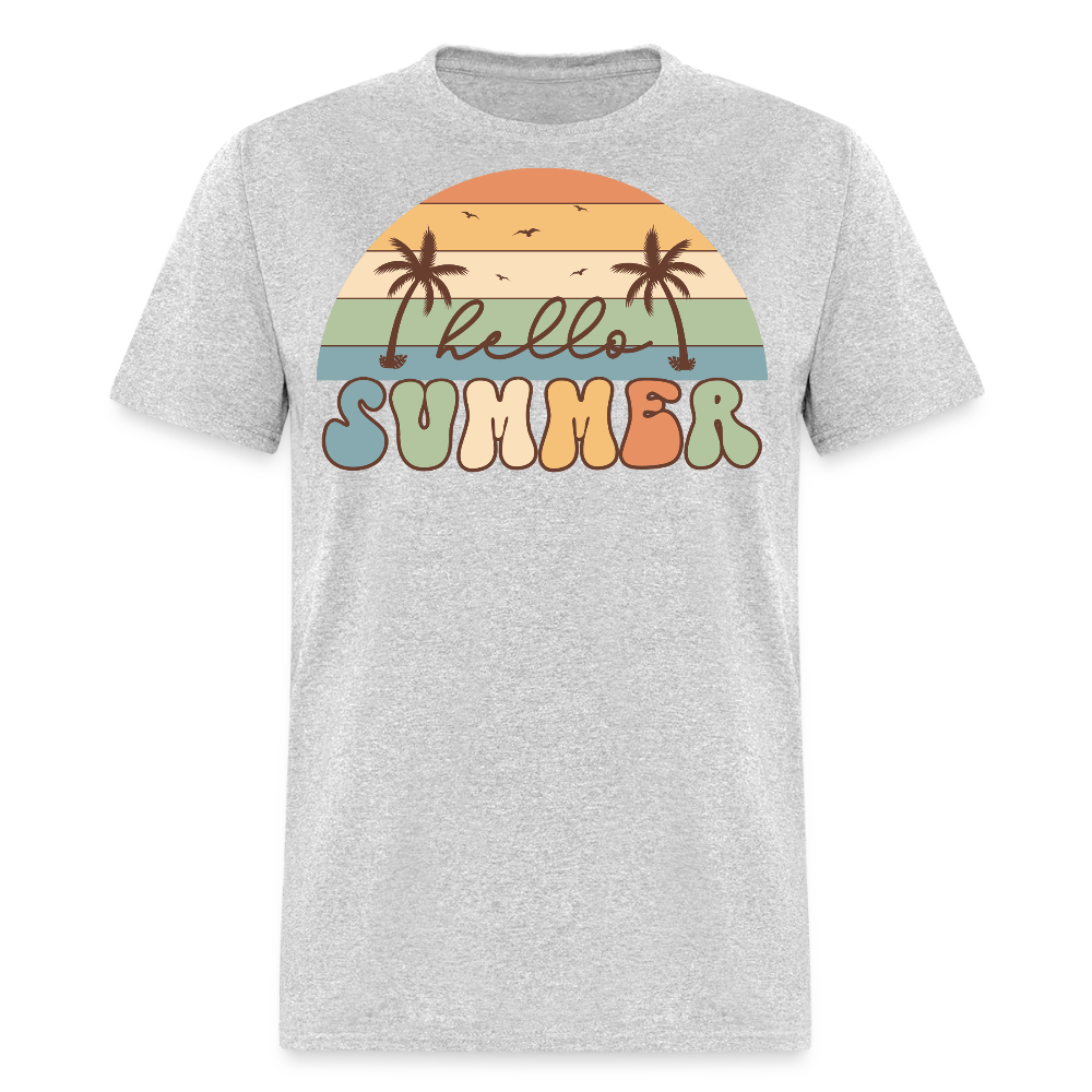 Retro Summer Tee Palm Tree Sunset T-shirt - heather gray