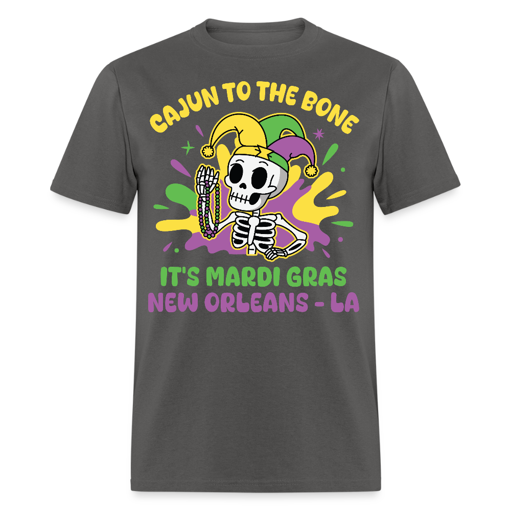 Mardi Gras Skeleton Tee For New Orleans Parade T-Shirt - charcoal