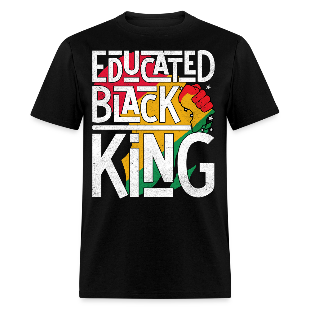 Educated Black King Raised Fist Black Pride T-shirt - black
