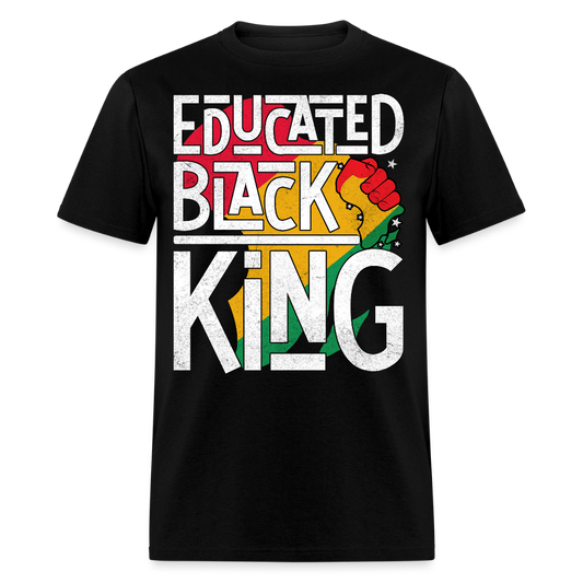 Educated Black King Raised Fist Black Pride T-shirt - black