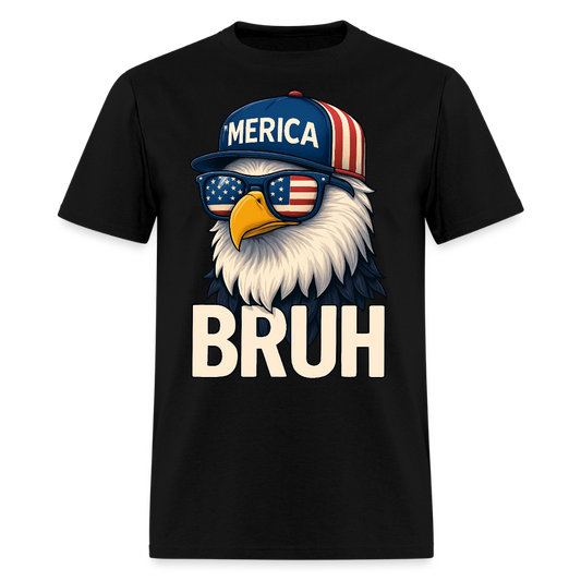 Merica Bruh Funny Patriotic Eagle T-Shirt - black