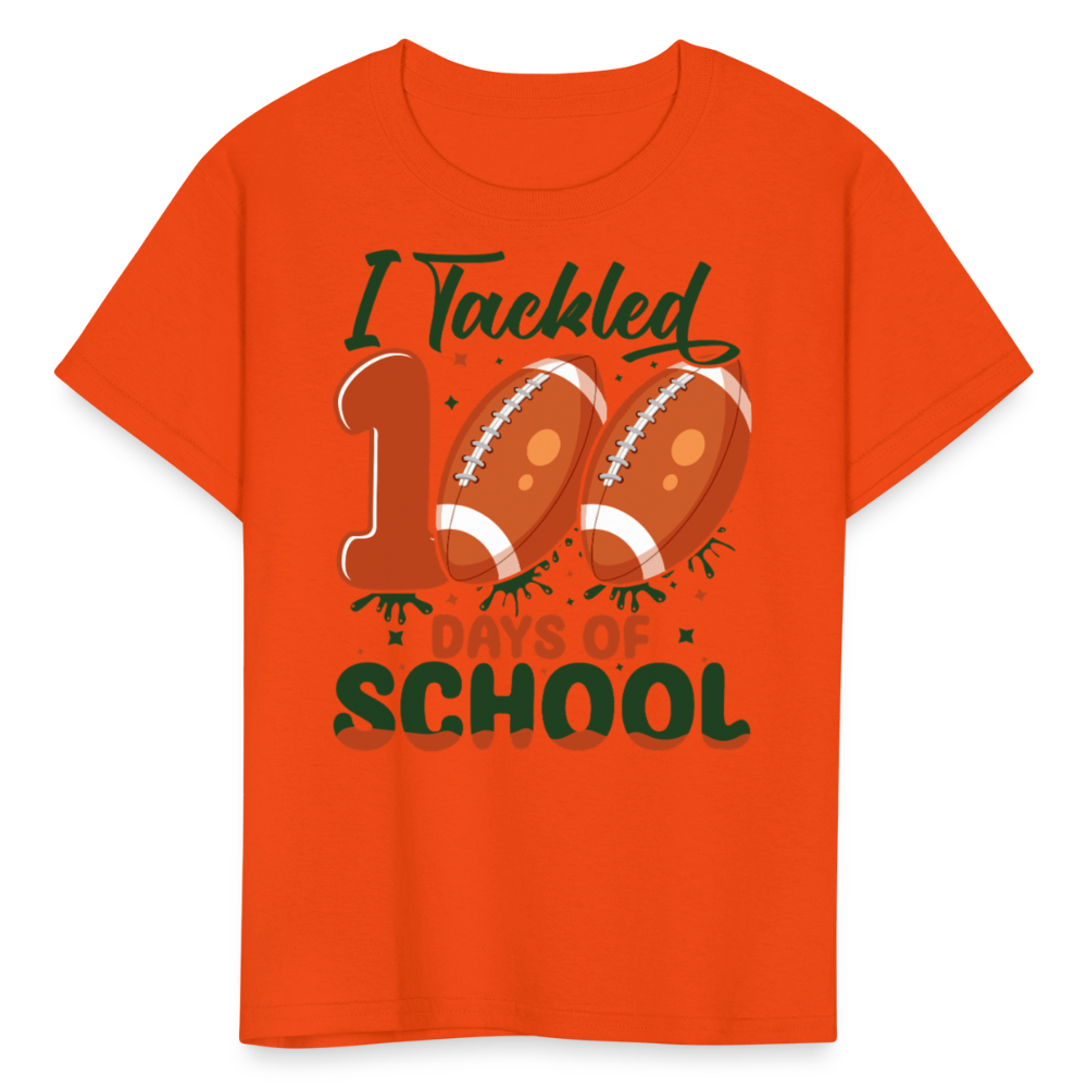 I Tackled 100 Days Of School Shirt Smarter Football Kids T-Shirt - orange