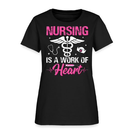 Nursing Is A Work Of Heart Nurse Appreciation Gift T-Shirt - black