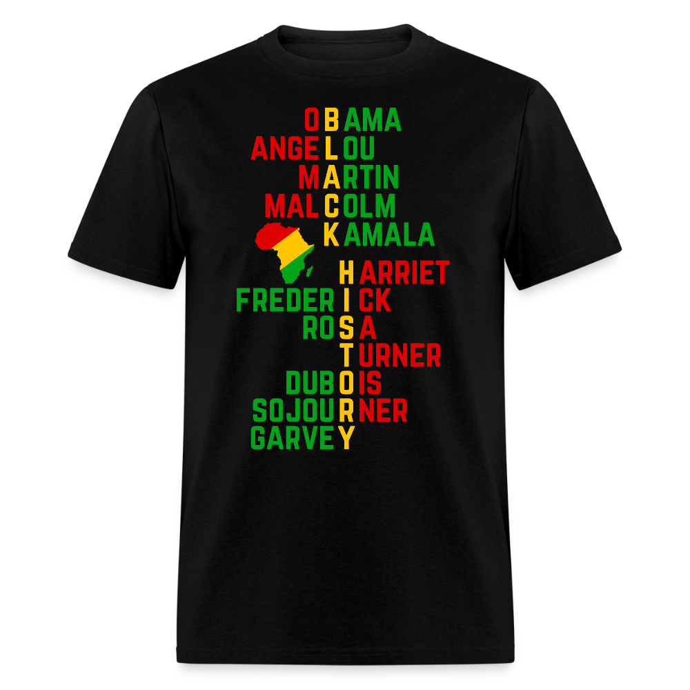 Inspirational Black Culture Tee Historical Black Leaders T-shirt - black
