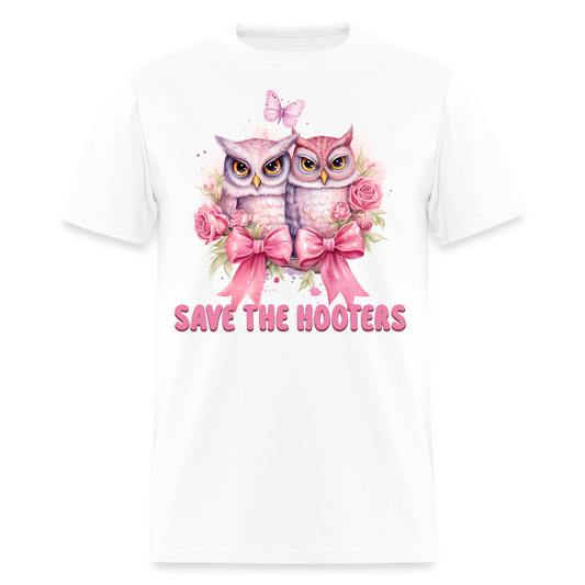 Save The Hooters Breast Cancer Awareness Owl T-Shirt - white