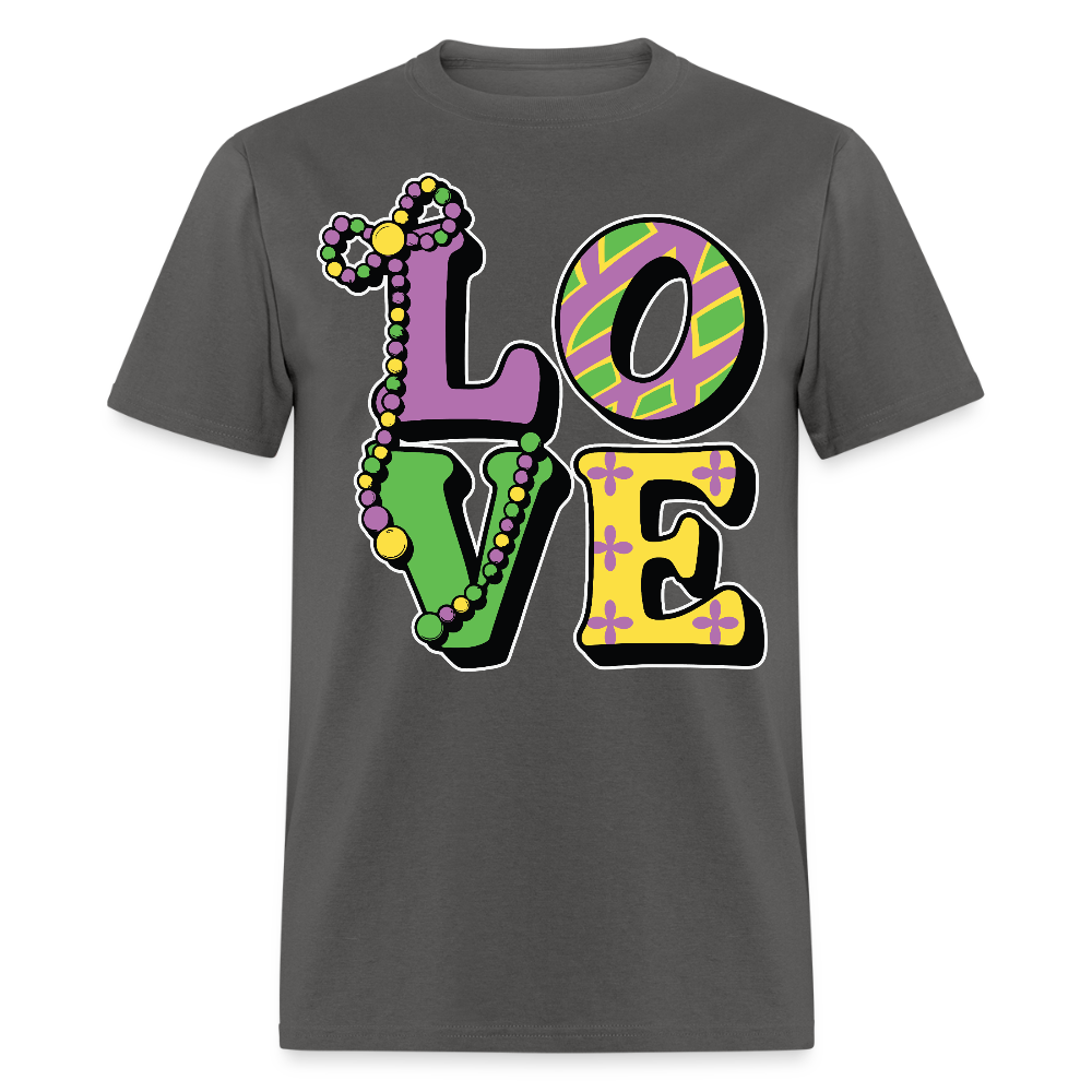 Mardi Gras Love Tee For Men Women New Orleans Festival T-shirt - charcoal