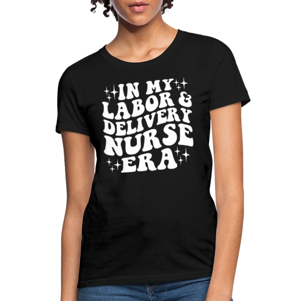 In My Labor & Delivery Nurse Era Groovy Nurse T-Shirt - black
