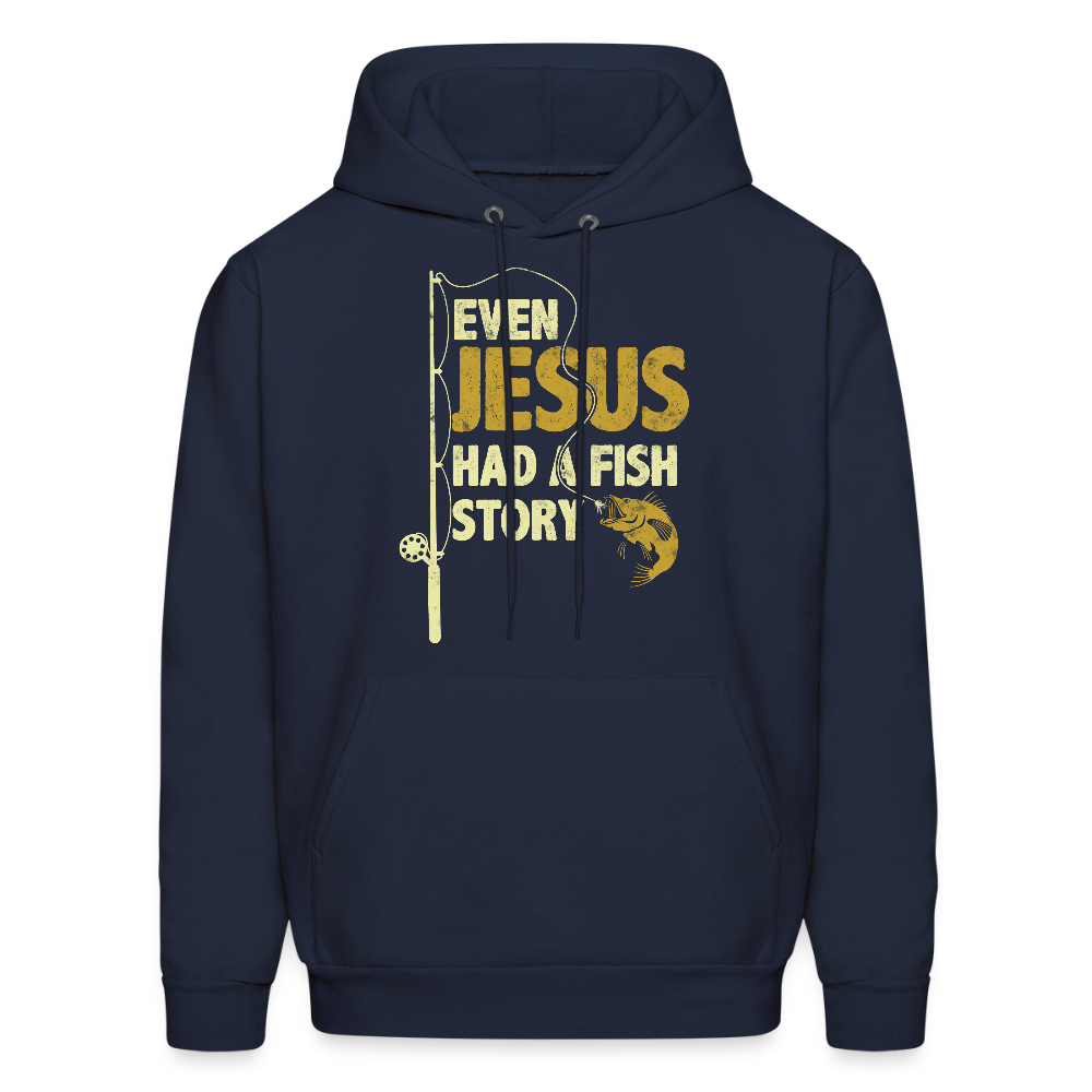 Jesus Fish Story Christian Fishing Hoodie - navy