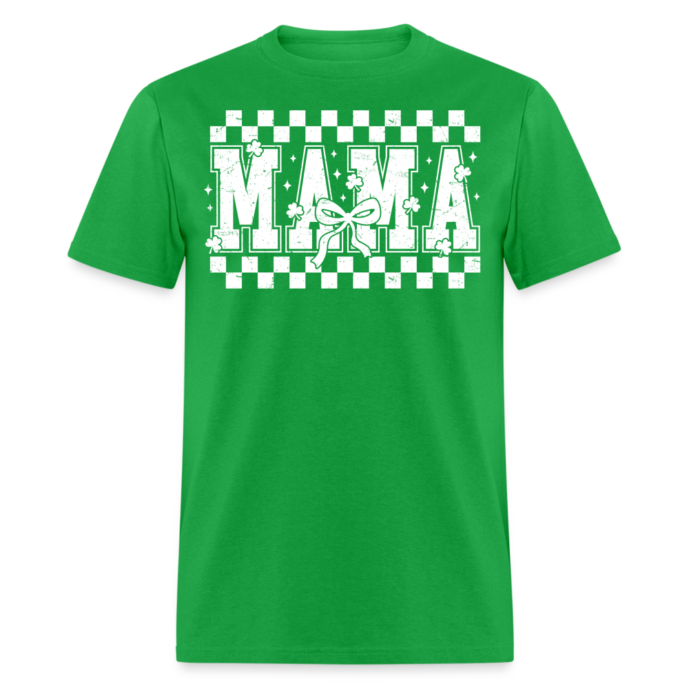 Distressed Mama Clover St. Patrick's Day Gift Tee - bright green