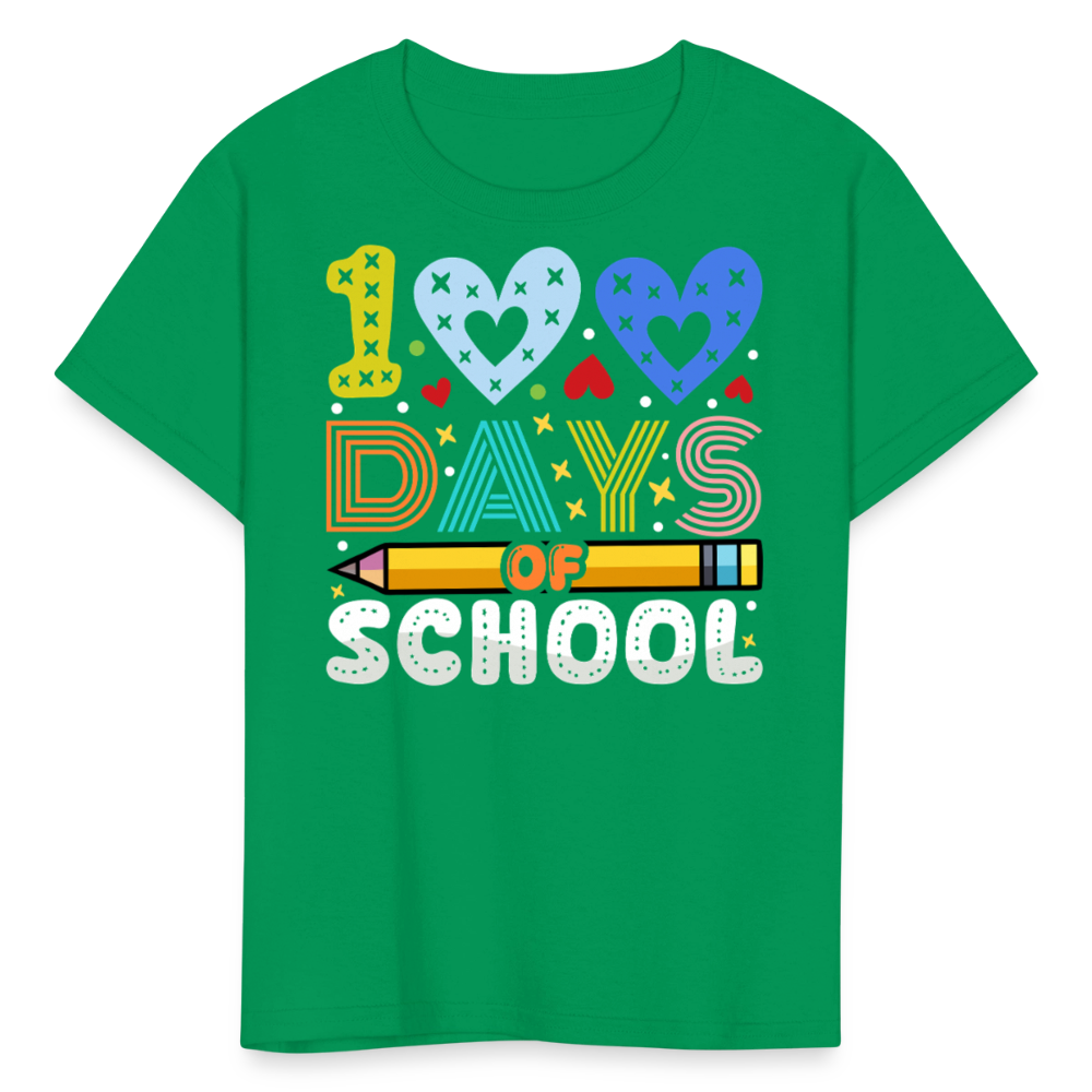 Kindergarten 100 Days Of School Shirt Students Appreciation Gifts T-Shirt - kelly green