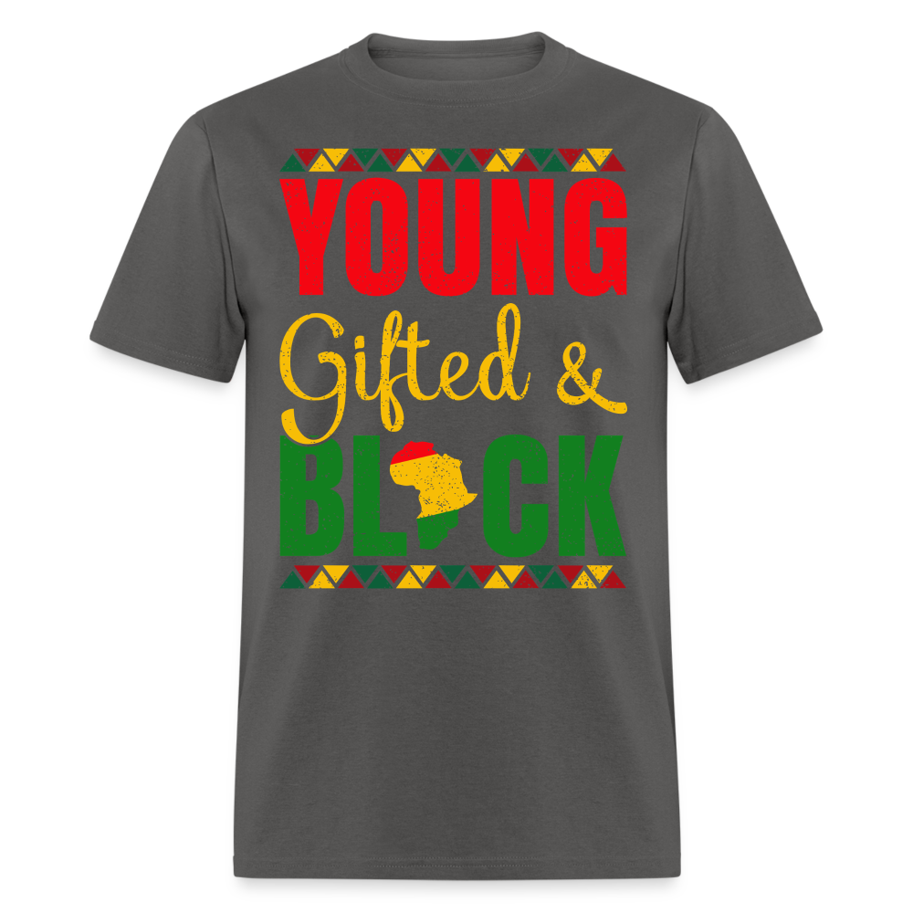 African Heritage Tee Young Gifted and Black T-Shirt - charcoal