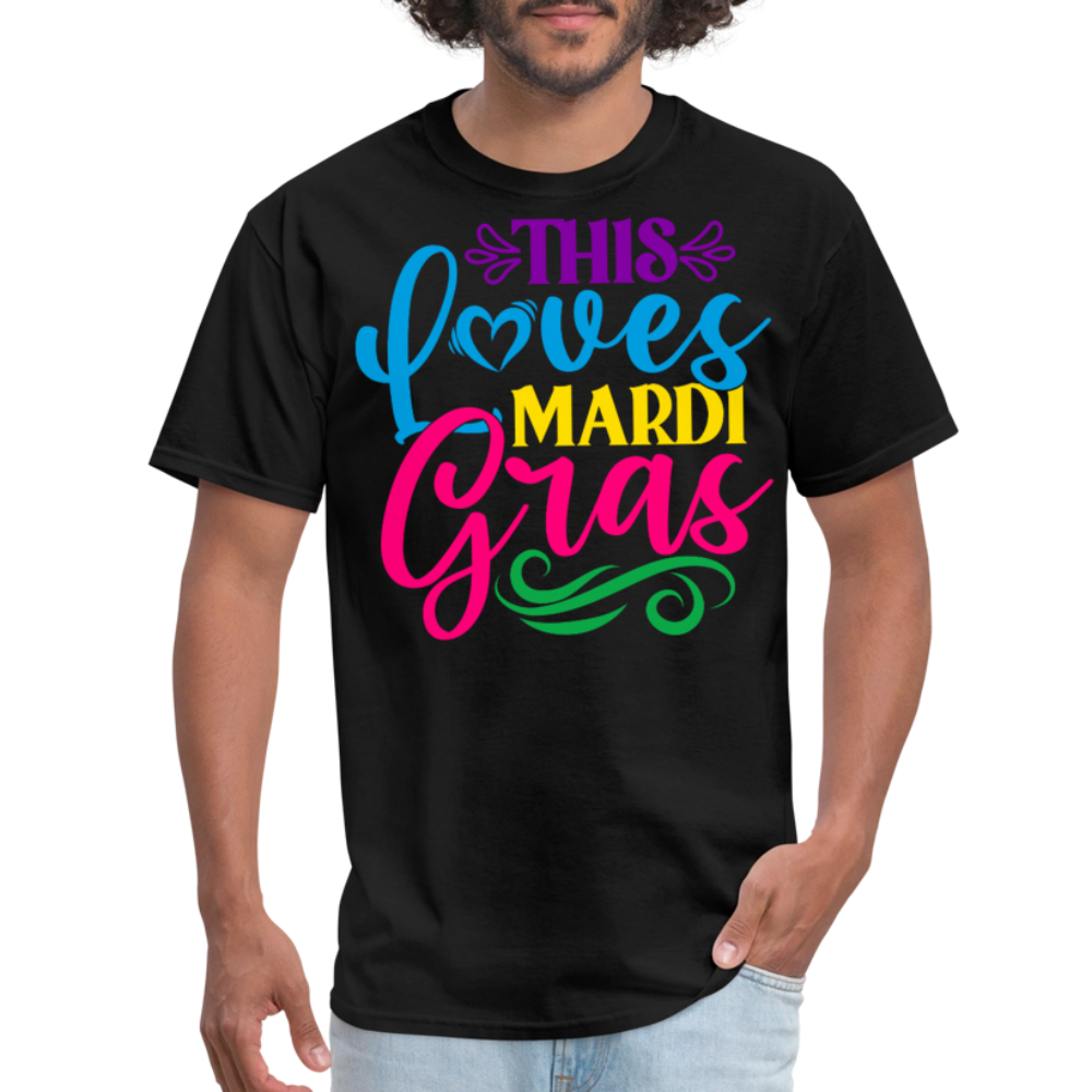 Colorful Loves Mardi Gras Festival Unisex T-shirt - black