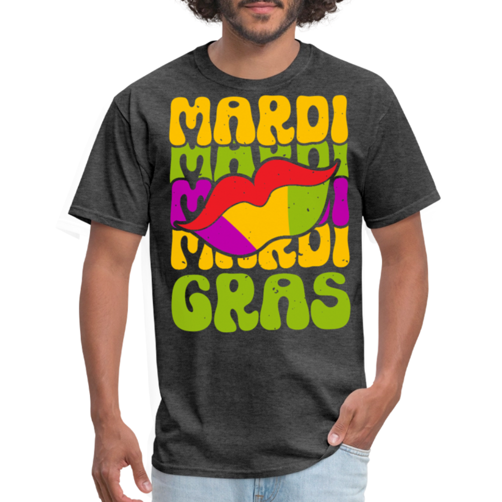 New Orleans Carnival Funny Mardi Gras Lips T-shirt - heather black