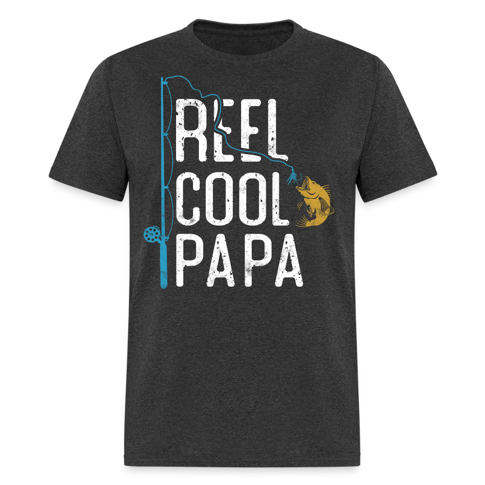 Reel Cool Papa Fishing Father's Day Gift T-shirt - heather black