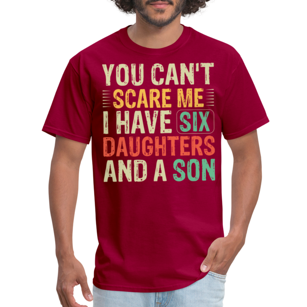 Gifts For Parents With Six Daughters And A Son Fathers Day T-shirt - dark red