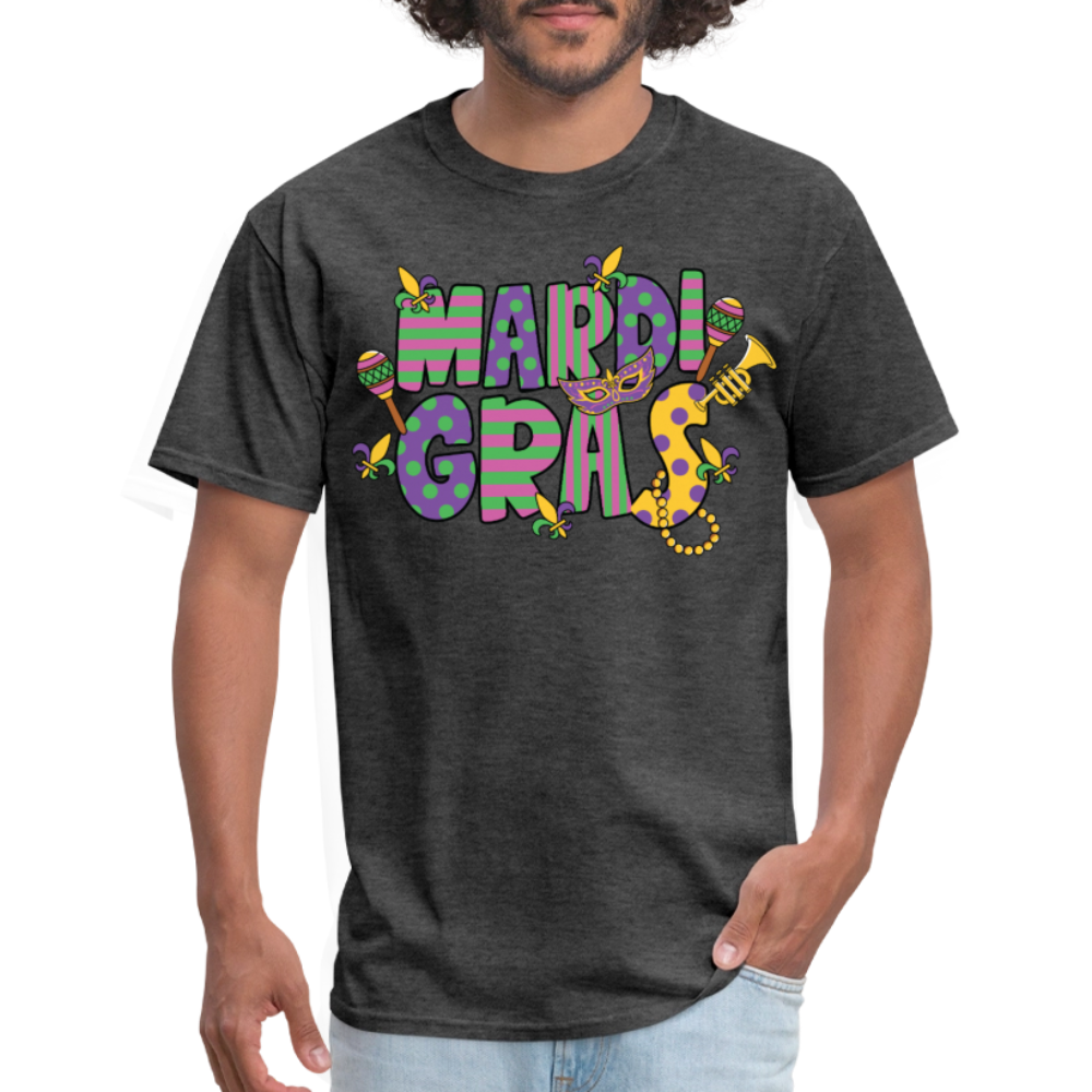 Retro-style Mardi Gras Carnival Tee New Orleans Mardi Gras Party T-shirt - heather black