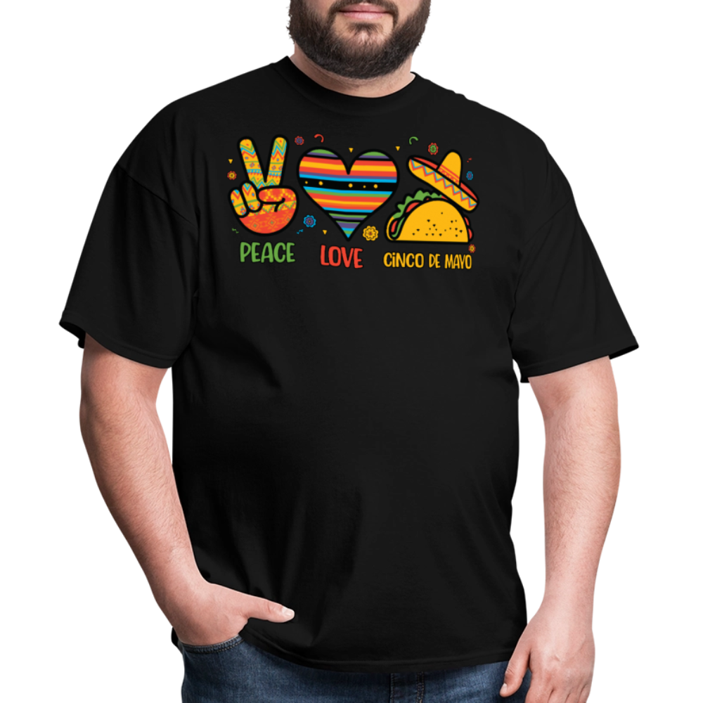 Peace Love Tacos Cinco de Mayo Graphic Unisex T-shirt - black