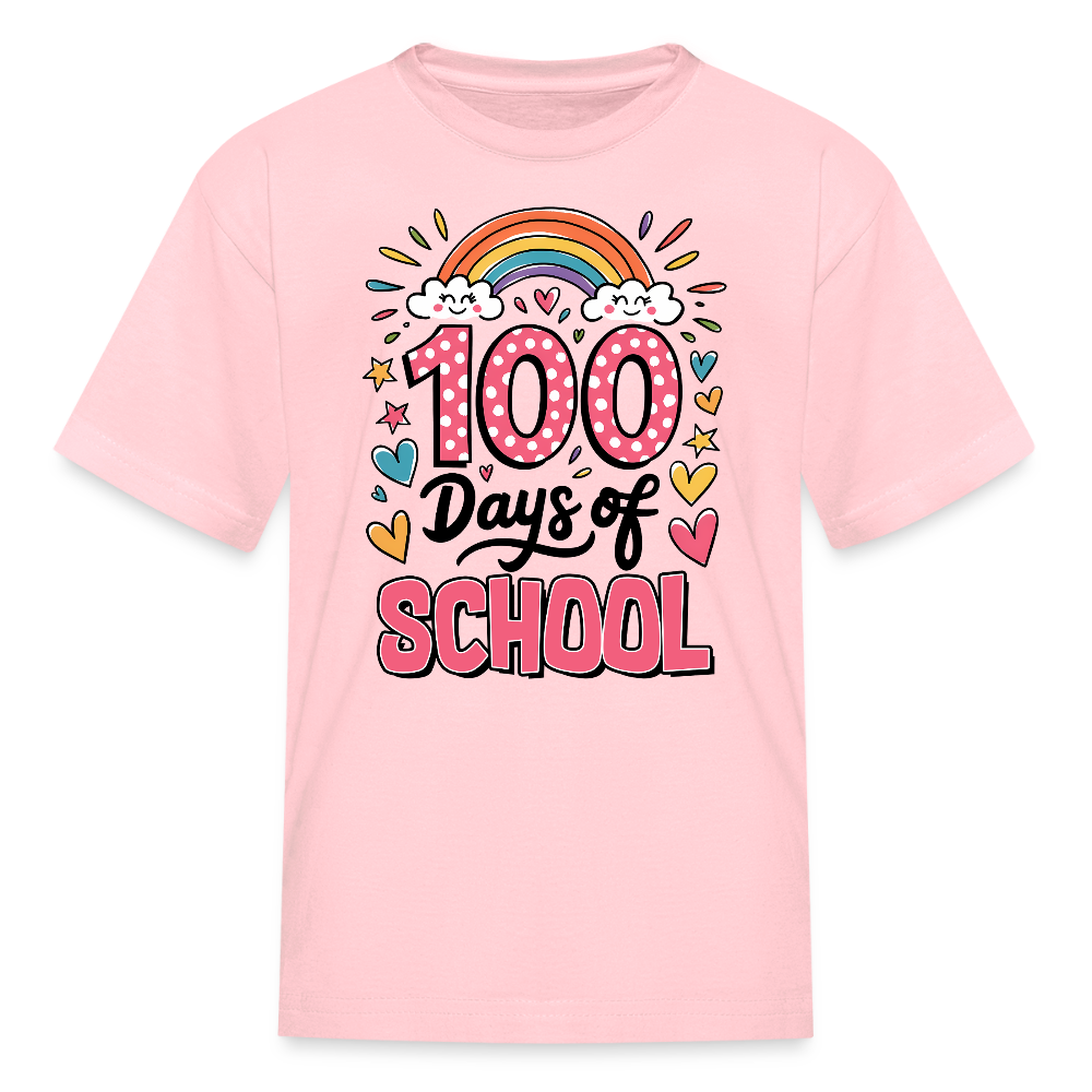 Rainbow Theme 100 Days of School Kids' T-Shirt - pink