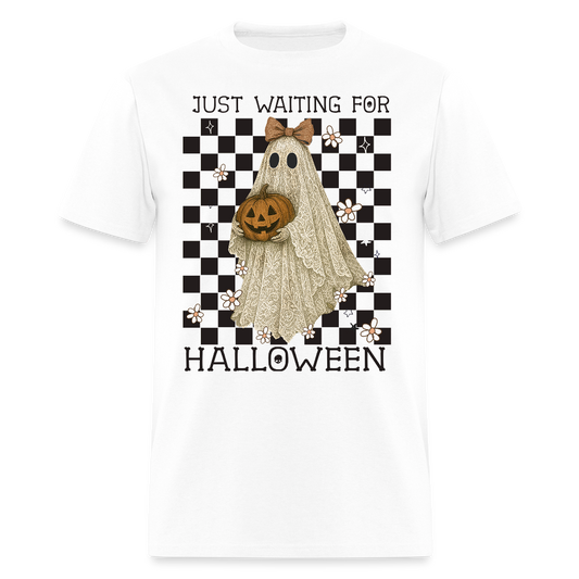 Waiting for Halloween Cute Ghost T-Shirt - white